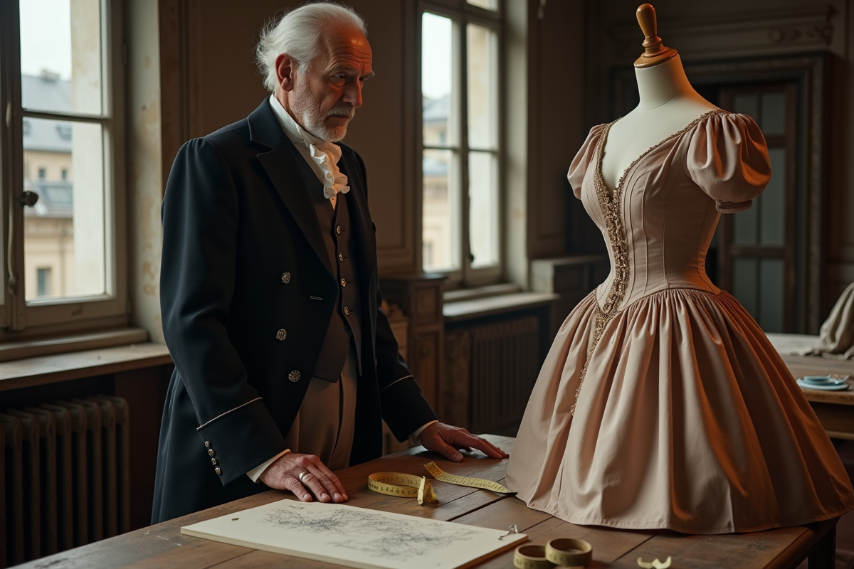 Portrait d un couturier âgé dans son atelier parisien