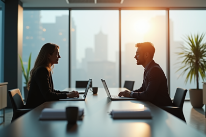Entretien d emploi en bureau lumineux moderne