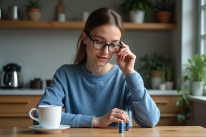 Femme comparant piles AA et batteries rechargeables