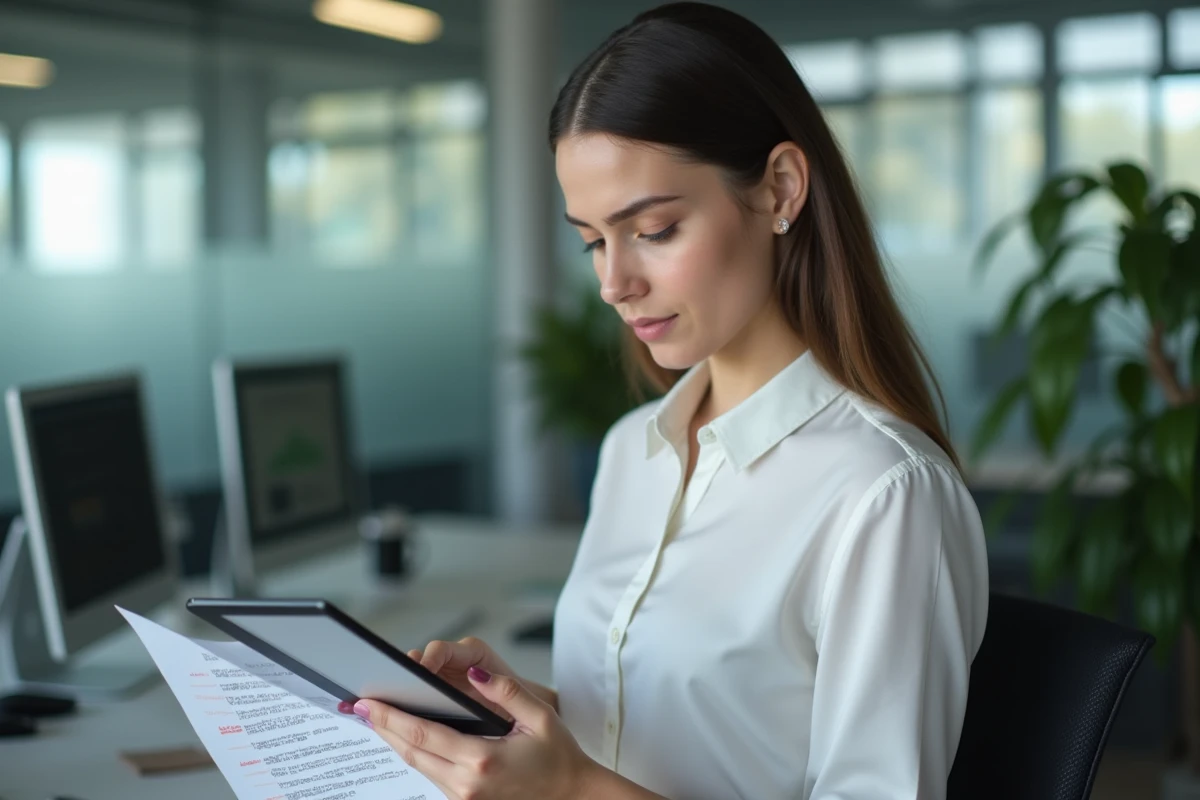 Femme vérifiant des codes d