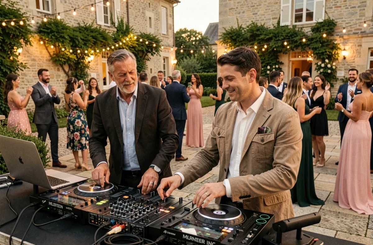 Le duo Mix and Match en prestation lors d'une réception de mariage dans un château de la Loire