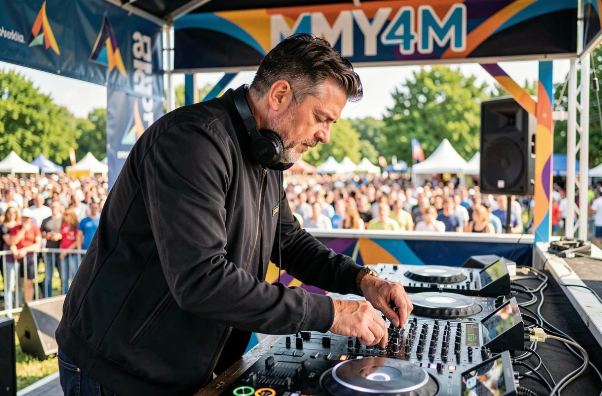 DJ Micka alias MY4M en performance lors d'un festival en plein air dans la région Centre-Val de Loire