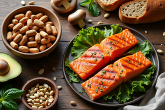 Table rustique avec aliments riches en vitamine PP